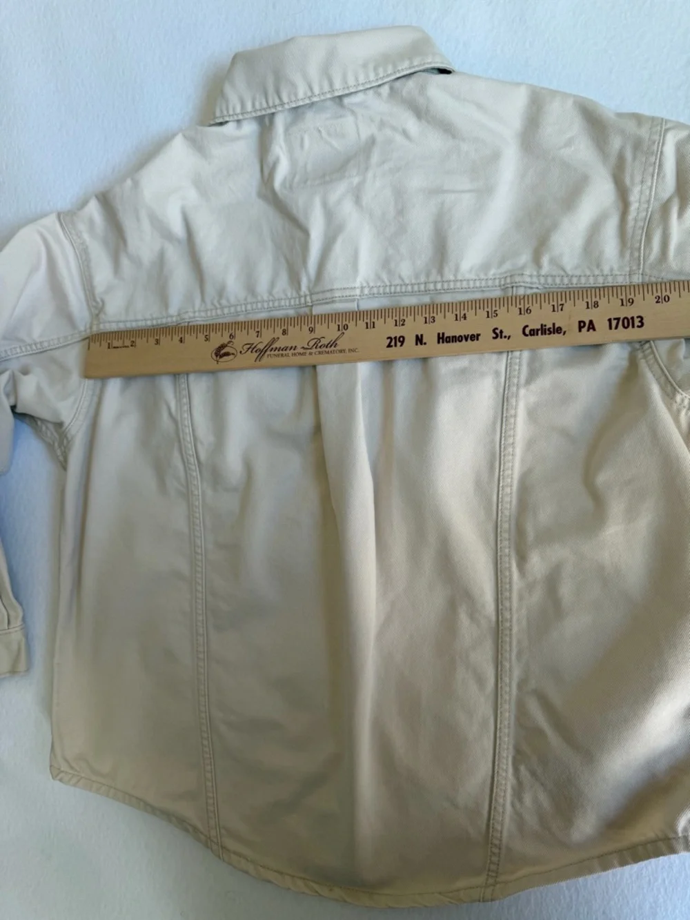 Levi’s Oversized Cream Denim Jacket Small Ivory Trucker Shacket Cotton Jean Coat - Picture 14 of 16